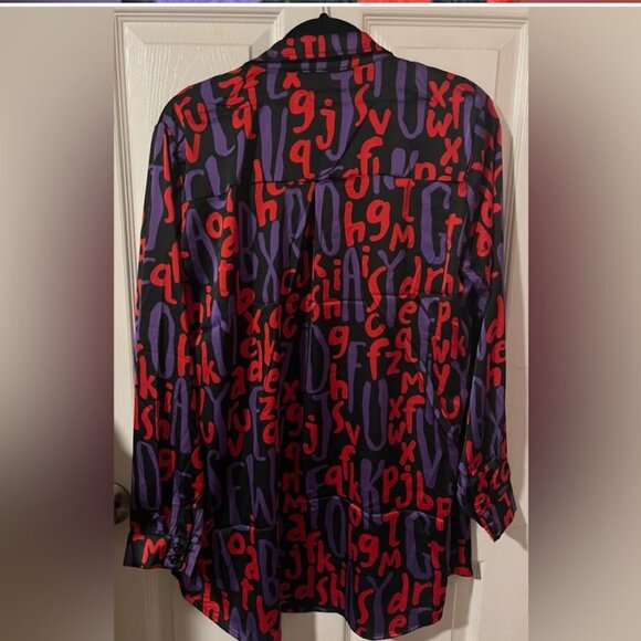 M💜Funky Colorful Purple/Red Button Down Shirt - Picture 8 of 9